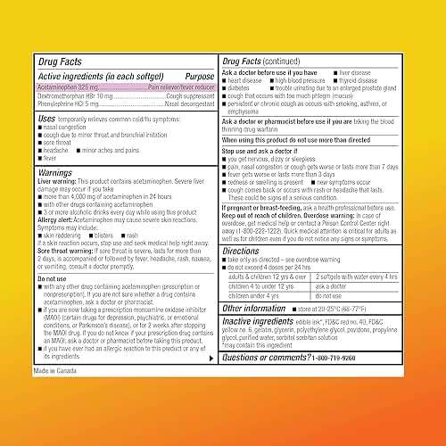 Amazon Basic Care Daytime Cold & Flu Liquid Caps; Cold Care for Daytime Cold and Flu, Orange, 48 Count (Pack of 1) - Image 5