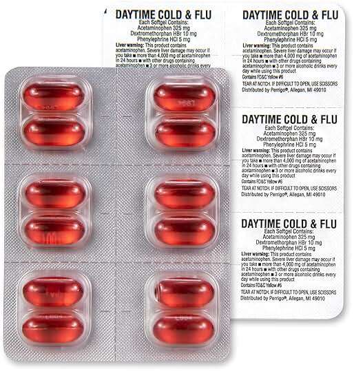 Amazon Basic Care Daytime Cold & Flu Liquid Caps; Cold Care for Daytime Cold and Flu, Orange, 48 Count (Pack of 1) - Image 8