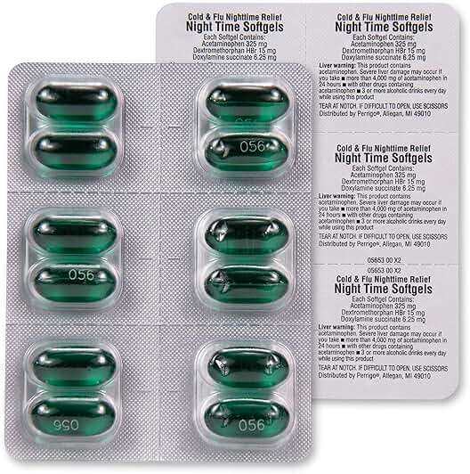 Amazon Basic Care Nighttime Cold & Flu Relief, Pain Reliever, Fever Reducer, 6 Hour Cold Medicine, Cough Suppressant, Antihistamine, 48 Count - Image 5