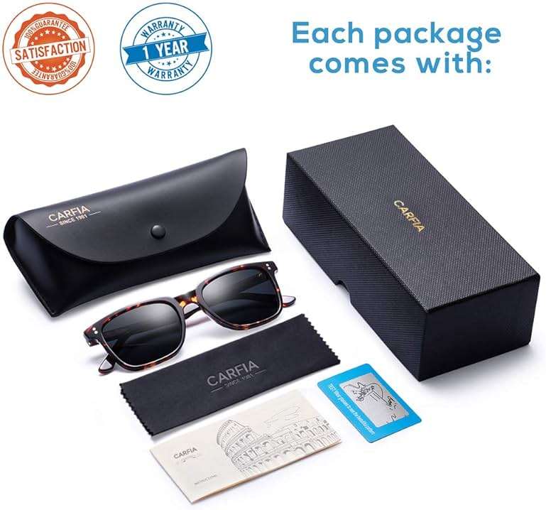 CARFIA Polarized Men's Sunglasses UV400 Protection for Driving Fishing Cool Man Acetate Shades CA5354 - Image 6