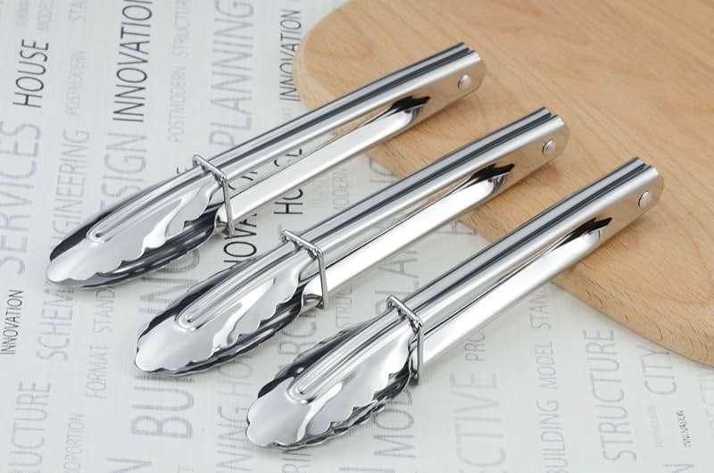 HINMAY Mini Stainless Steel Food Tongs with Silding Rings 7-Inch, Set of 6 | Small Clam Shell Service Tongs for Serving Appetizers, Desserts, Salads, Barbecue and Cooking (Silver) - Image 7