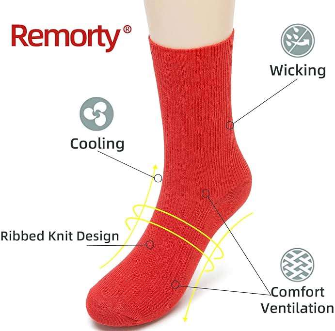 Remorty Womens Colorful Basic Sock -Unique Knit Cotton Crew Socks 3 Pack - Image 2