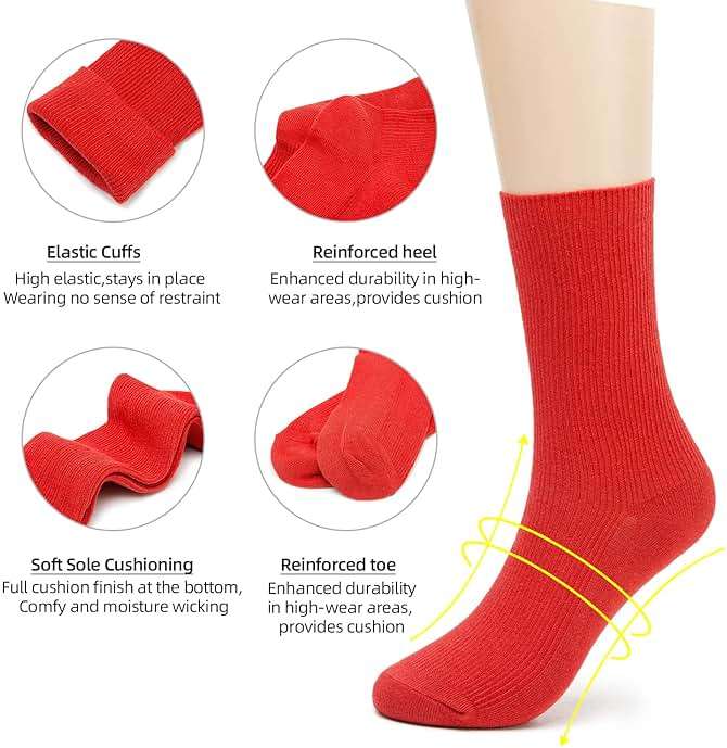 Remorty Womens Colorful Basic Sock -Unique Knit Cotton Crew Socks 3 Pack - Image 3