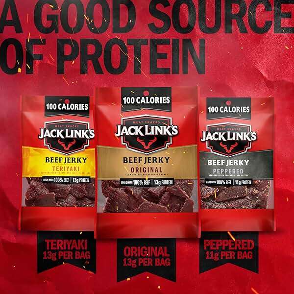 Jack Link's Beef Jerky Variety Pack – Includes Original, Teriyaki and Peppered Jerky, Bulk Protein Snack Pack, Good Source of Protein, Meat Snacks Made with 100% Beef – 1.25 Oz (Pack of 15) - Image 4