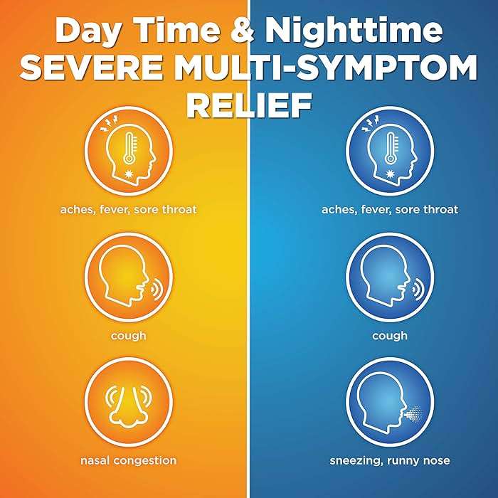 Amazon Basic Care Vapor Ice Day and Night Severe Cold and Flu Relief Caplets, Maximum Strength Medicine, Combo Pack, 48 Count - Image 2