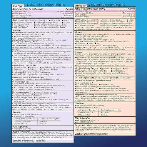 Amazon Basic Care Vapor Ice Day and Night Severe Cold and Flu Relief Caplets, Maximum Strength Medicine, Combo Pack, 48 Count - Image 4