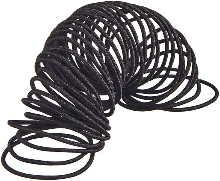 Minihope no-metal girls elastic hair ties, women's black elastics, 2mm Hair elastics 50 Count - Image 6