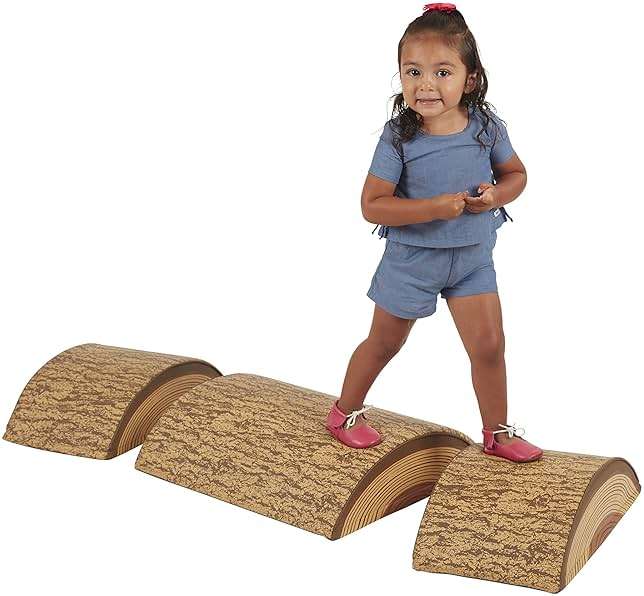 ECR4Kids SoftZone Tree Log Nature-Inspired Climber Balance Builders, Beginner Playset, Chocolate, 3-Piece - Image 1