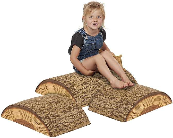 ECR4Kids SoftZone Tree Log Nature-Inspired Climber Balance Builders, Beginner Playset, Chocolate, 3-Piece - Image 11
