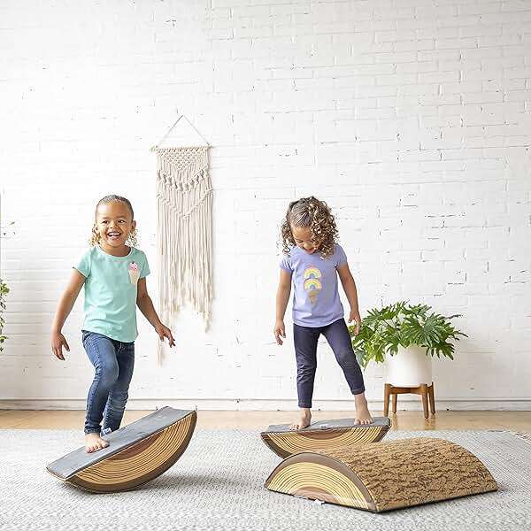 ECR4Kids SoftZone Tree Log Nature-Inspired Climber Balance Builders, Beginner Playset, Chocolate, 3-Piece - Image 7