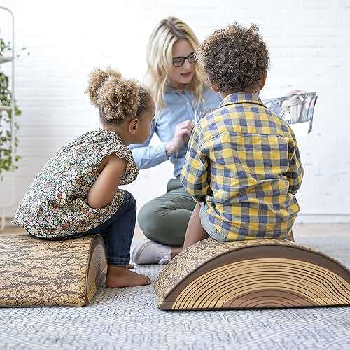 ECR4Kids SoftZone Tree Log Nature-Inspired Climber Balance Builders, Beginner Playset, Chocolate, 3-Piece - Image 8