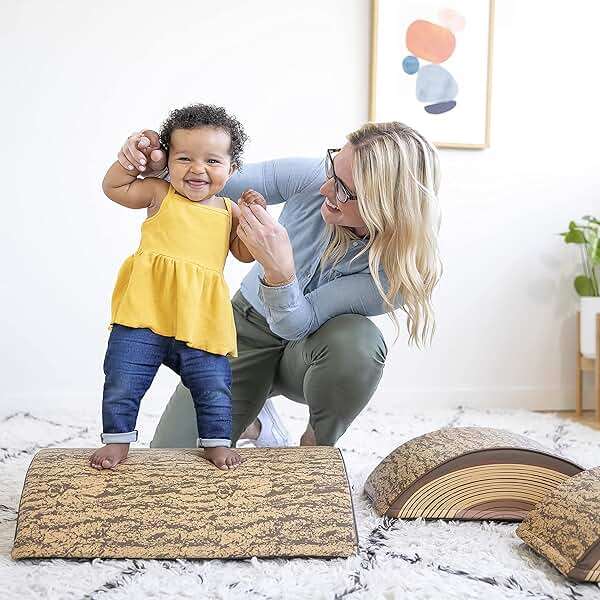 ECR4Kids SoftZone Tree Log Nature-Inspired Climber Balance Builders, Beginner Playset, Chocolate, 3-Piece - Image 9