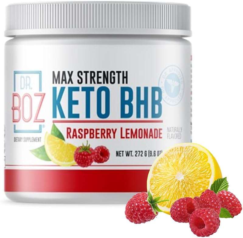 Dr. Boz - Keto BHB Powder - Raspberry Lemonade, 20 Servings - Ketones Drink - Increase Energy & Reduce Cravings - Max Strength Dietary Supplement - Quality Tested - Made in The USA - 9.6oz (272g) - Image 1