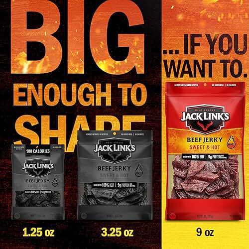 Jack Link's Sweet & Hot Beef Jerky Multipack - (2 Pack) 9 oz Large Bags - Ready to Eat Real Meat Protein Snacks - 9g Protein per Serving - Made with 100% Real Beef - Image 6