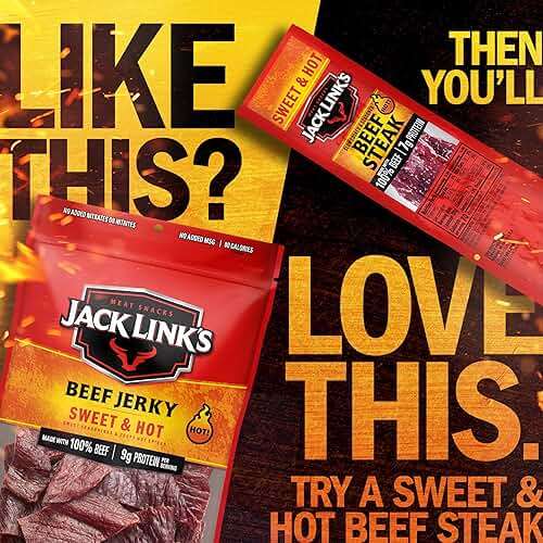 Jack Link's Sweet & Hot Beef Jerky Multipack - (2 Pack) 9 oz Large Bags - Ready to Eat Real Meat Protein Snacks - 9g Protein per Serving - Made with 100% Real Beef - Image 7