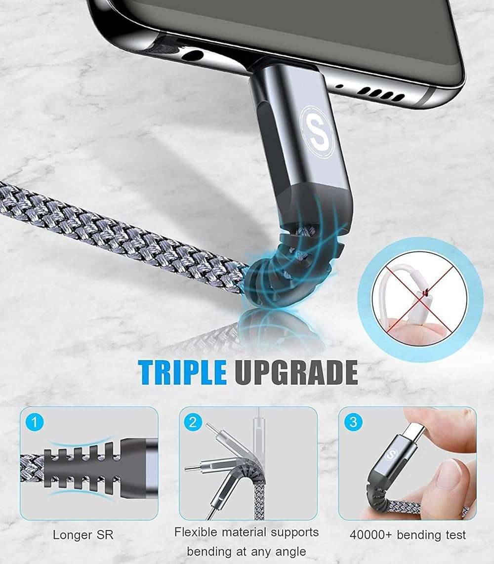 sweguard USB Type C Charger Cable [3-Pack,10ft+6.6ft+3.3ft] iPhone 15 Charger Nylon Braided Cord for iPhone 15 Pro Max Samsung Galaxy S23 S22 S21 S20 S10 S9 Note 20 10 Flip A53 A54 Pixel LG Moto PS5 - Image 4