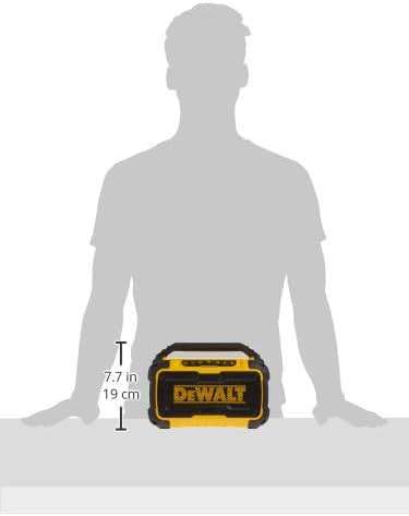 DEWALT 20V MAX Bluetooth Speaker, 100 ft Range, Durable for Jobsites, Phone Holder Included, Lasts 8-10 Hours with Single Charge (DCR010), Black Yellow - Image 3