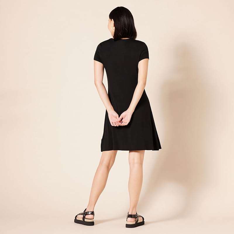 Amazon Essentials Women's Short-Sleeve Scoop Neck A-line Swing Dress (Available in Plus Size) - Image 3