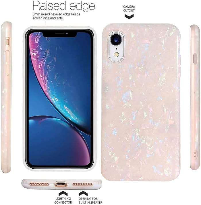 J.west iPhone XR Case 6.1-inch, Luxury Opal Pearly Thinfoil Design Ultra Slim Thin Flexible Bumper Soft Rubber TPU Silicone Protective Phone Case Cover for Girls Womens (Colorful) - Image 5