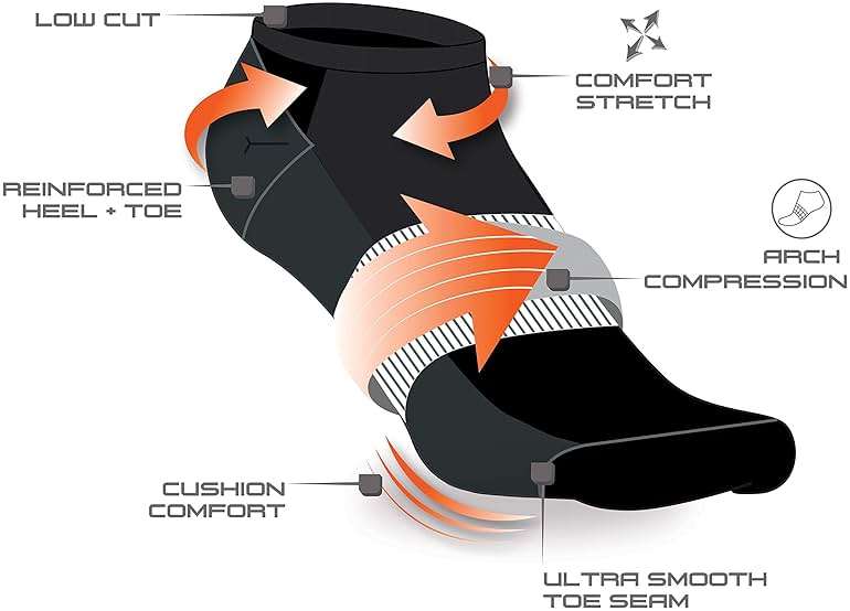 AND1 Mens Low Cut Socks - 12 Pack Performance Stretch Athletic Compression Sock for Men - Sports No Show Socks (6-12.5) - Image 8