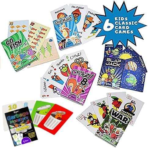 Regal Games Card Games for Kids - Go Fish, Crazy 8's, Old Maid, Slap Jack, Garbage Monster, War - Simple & Fun Classic Family Table Games - Games May Vary (6 Set) - Image 4