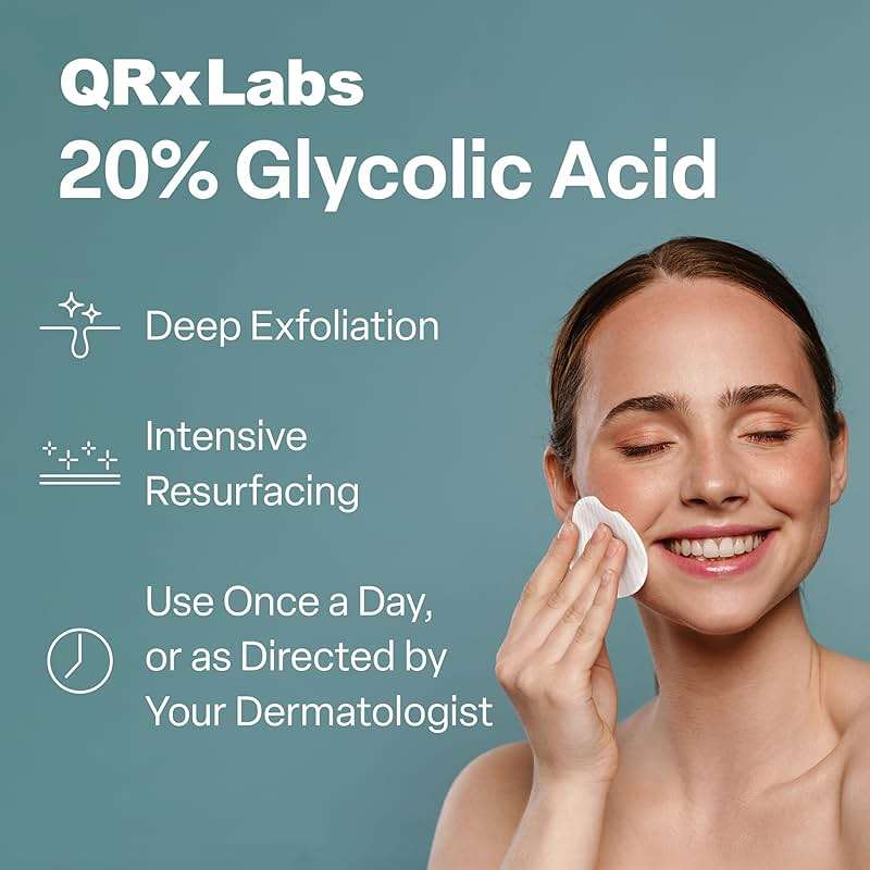 QRxLabs Glycolic Acid Pads - 20% Resurfacing Pads AHA for Face & Body - Exfoliates Skin Surface and Reduces Appearance of Fine Lines and Wrinkles - Acne Treatment Clearing - Daily Pads - 50ct - Image 2