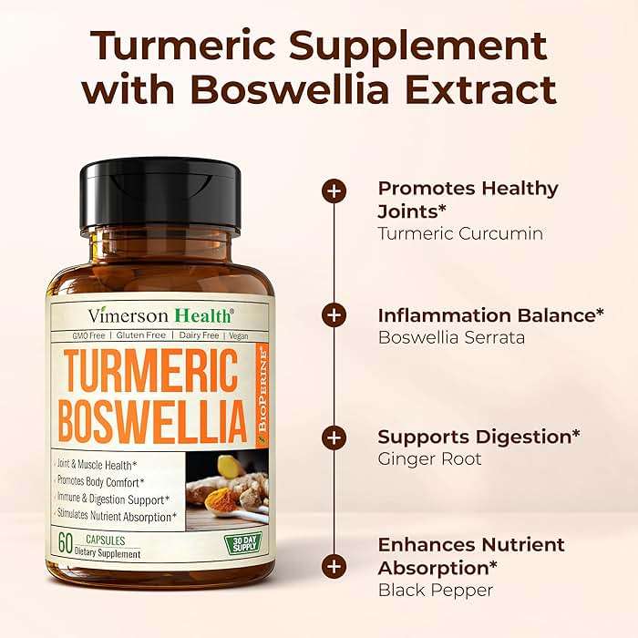 Boswellia Serrata Turmeric Curcumin Supplement: Organic Tumeric, Boswellia Extract, Ginger & BioPerine for Max Absorption – Inflammation & Joint Supplements for Men & Women – Non-GMO – 60 Capsules - Image 5