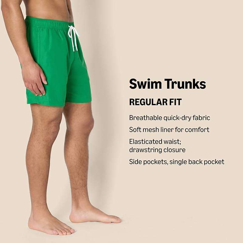 Amazon Essentials Men's Swim Trunks with Mesh Lining, Pockets, Drawstring Closure - Image 2