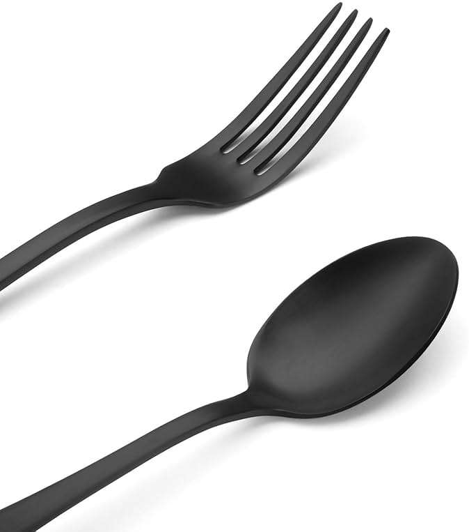 Matte Black Silverware Set, Satin Finish 20-Piece Stainless Steel Flatware Set,Kitchen Utensil Set Service for 4,Tableware Cutlery Set for Home and Restaurant, Dishwasher Safe - Image 4