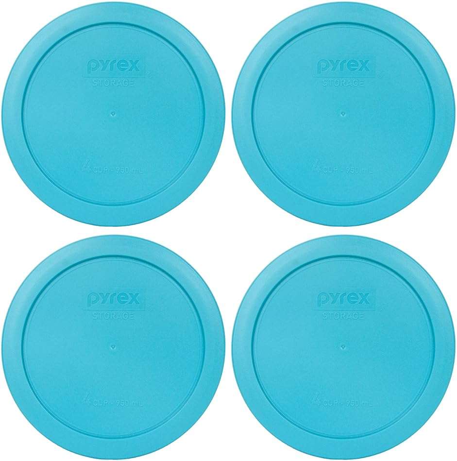 Pyrex 7201-PC 4 Cup Surf Blue Food Storage Replacement Lid (4-Pack) - Made in USA - Image 1
