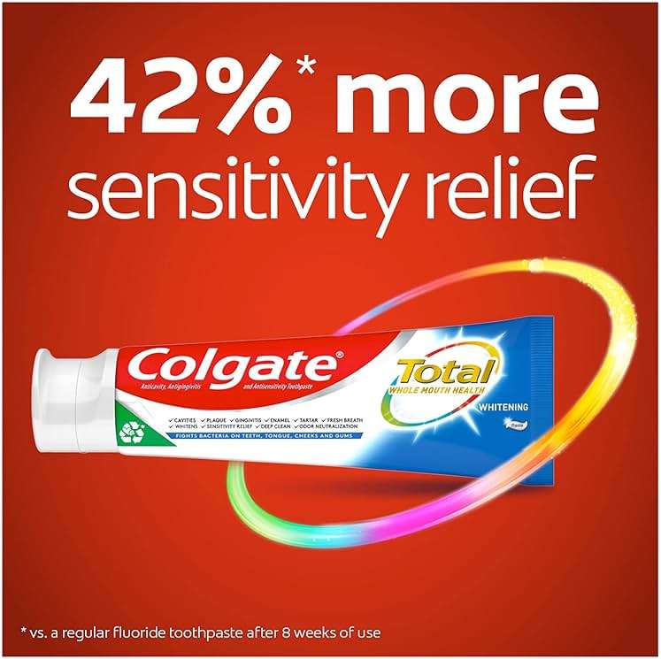 Colgate Total Teeth Whitening Toothpaste, 10 Benefits Including Sensitivity Relief ,Whitening Mint, 4.8 oz ( Pack of 4 ) - Image 2