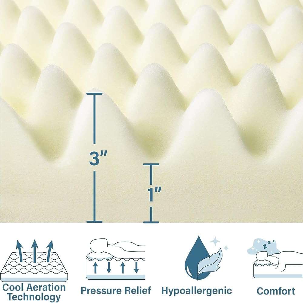 Vaunn Medical Egg Crate Mattress Topper, Fragrance-Free, Dye-Free, Convoluted Foam for Pain Relief on Pressure Sores, Ventilated Therapeutic Support and Recovery, Hospital Bed Twin (78" x 34") - Image 2