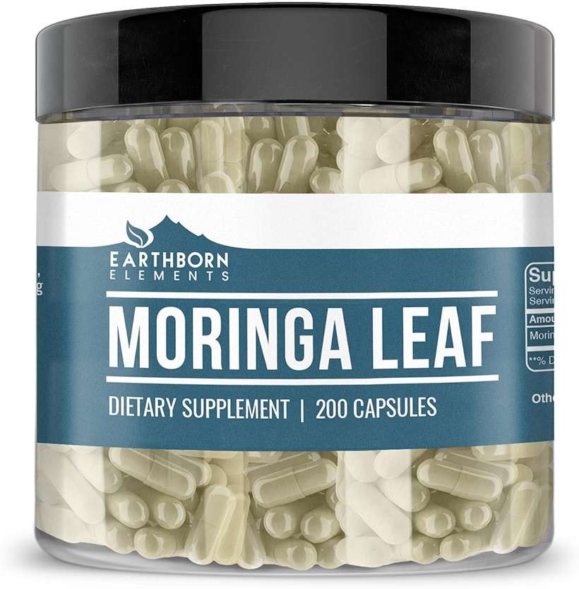 Earthborn Elements Moringa 200 Capsules, Pure & Undiluted, No Additives - Image 1