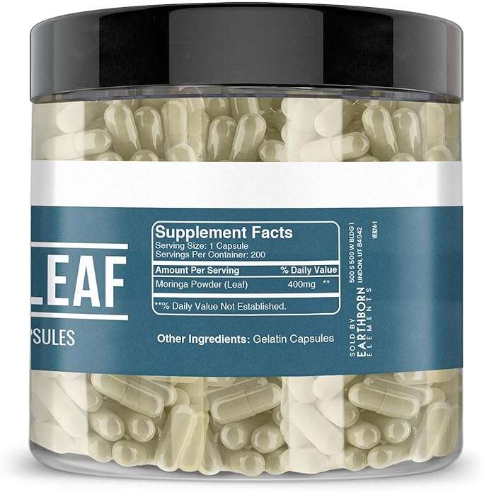 Earthborn Elements Moringa 200 Capsules, Pure & Undiluted, No Additives - Image 2