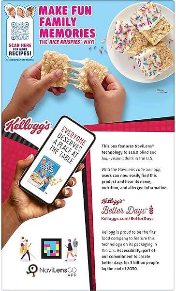 Kellogg's Rice Krispies Cold Breakfast Cereal, 8 Vitamins and Minerals, Rice Krispies Treats, Large Size, Original, 12Oz Box (1 Box) - Image 9