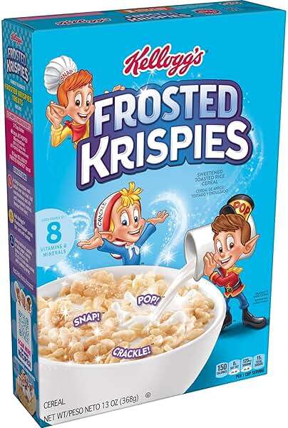 Rice Krispies Kellogg's Frosted Krispies Breakfast Cereal,Kids Snacks,Baking Marshmallow Treats,Original,13oz Box (1 Box) - Image 1