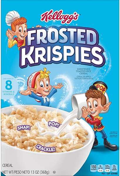Rice Krispies Kellogg's Frosted Krispies Breakfast Cereal,Kids Snacks,Baking Marshmallow Treats,Original,13oz Box (1 Box) - Image 7