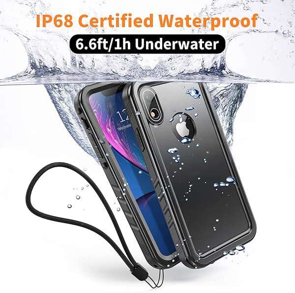 Cozycase TOP Military IP68 Waterproof Case for iPhone XR - Heavy Duty 360 Shockproof Full Body with Screen Camera Protector Double Water Dust Drop Proof Hard Rugged Tough Bumper Front Back Cover Black - Image 2