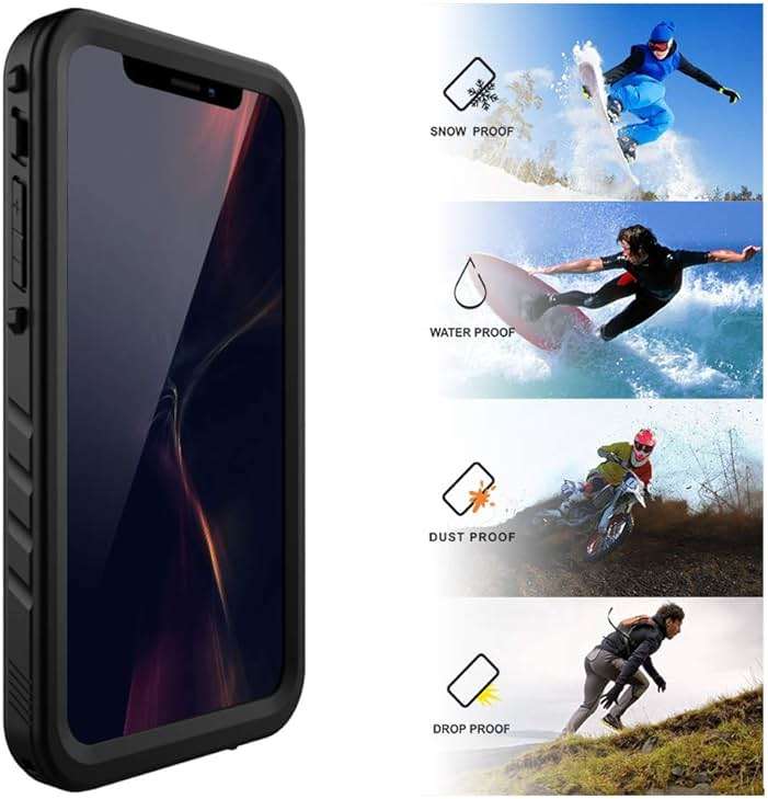 Cozycase TOP Military IP68 Waterproof Case for iPhone XR - Heavy Duty 360 Shockproof Full Body with Screen Camera Protector Double Water Dust Drop Proof Hard Rugged Tough Bumper Front Back Cover Black - Image 7