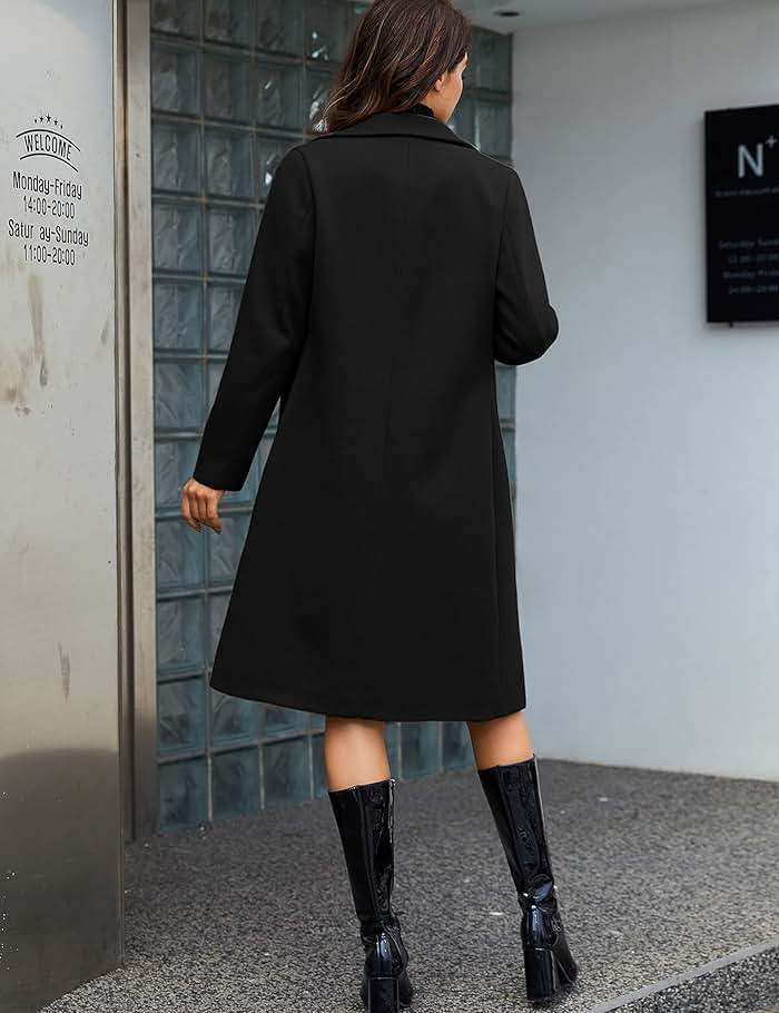 Tanming Women's Wool Pea Coats Long Trench Coats Jackets | Double Breasted, Notch Lapel, Casual Elegant Coat, Warm Peacoat Overcoat, Fall Winter Clothes Outerwear, Daily Street Wear - Image 4