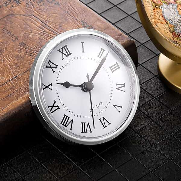 Hicarer 3-1/2 Inch (90 mm) Quartz Clock Fit-up/Insert with Roman Numeral, Quartz Movement (Silver Trim) - Image 3