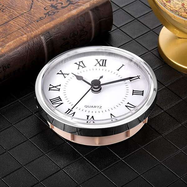 Hicarer 3-1/2 Inch (90 mm) Quartz Clock Fit-up/Insert with Roman Numeral, Quartz Movement (Silver Trim) - Image 4