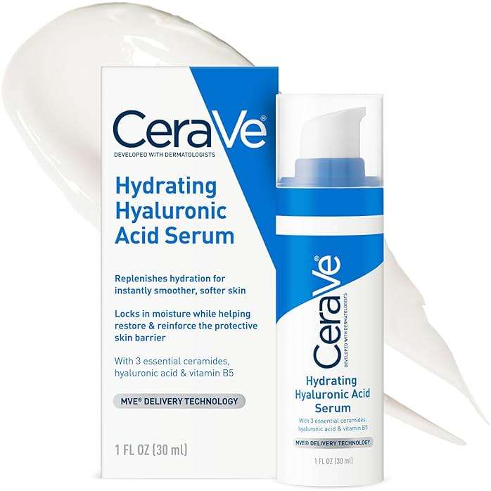 Cerave Hyaluronic Acid Serum for Face with Vitamin B5 and Ceramides, Hydrating Face Serum for Dry Skin, Fragrance Free, 1 Ounce - Image 1
