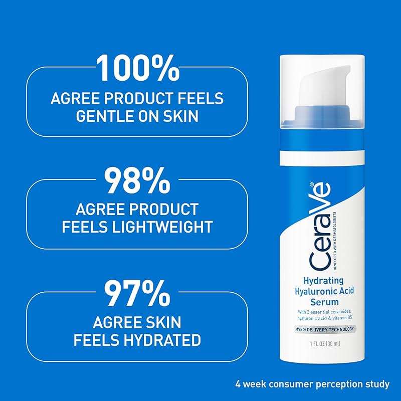 Cerave Hyaluronic Acid Serum for Face with Vitamin B5 and Ceramides, Hydrating Face Serum for Dry Skin, Fragrance Free, 1 Ounce - Image 6
