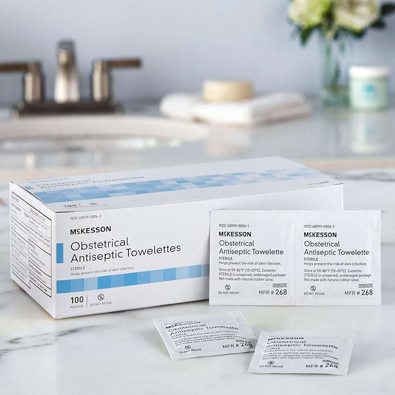 McKesson Obstetrical Antiseptic Towelettes Wipes, Sterile, Individual Packet, Clean Scent, 100 Count, 1 Pack - Image 3