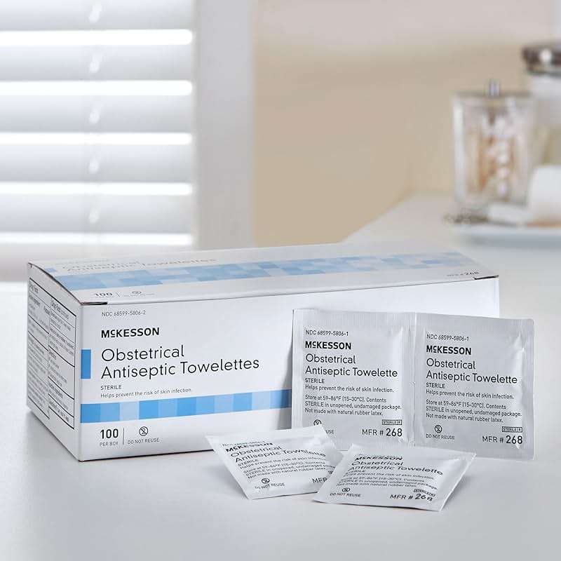 McKesson Obstetrical Antiseptic Towelettes Wipes, Sterile, Individual Packet, Clean Scent, 100 Count, 1 Pack - Image 5