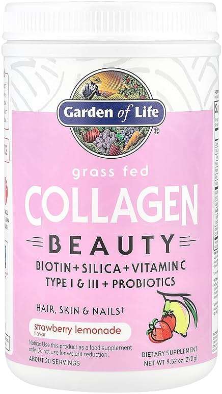 Garden of Life Grass Fed Collagen Beauty - Strawberry Lemonade, 20 Servings, Powder for Women Men Hair Skin Nails, Hydrolyzed Collagen Peptides Protein Powder Supplement - Image 4