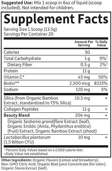 Garden of Life Grass Fed Collagen Beauty - Strawberry Lemonade, 20 Servings, Powder for Women Men Hair Skin Nails, Hydrolyzed Collagen Peptides Protein Powder Supplement - Image 7