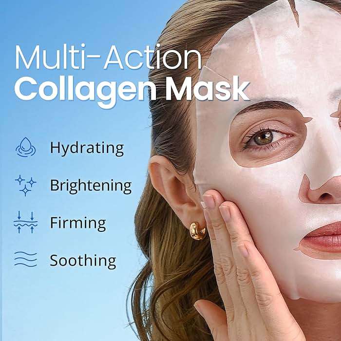 Ebanel 15 Pack Collagen Face Mask with Hyaluronic Acid, Vitamin C, Peptide, Aloe, Instant Brightening Hydrating Face Masks Skincare Korean Sheet Mask, Skin Firming, Lifting Anti Aging Facial Masks - Image 2