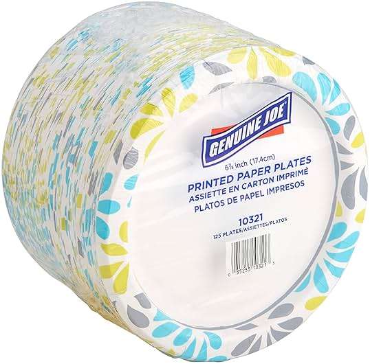 Genuine Joe Printed Paper Plates, 7" (Pack of 125) - Image 1